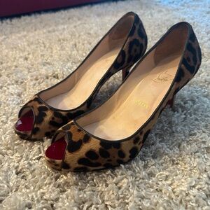 Christian Louboutin Pony-Style Peep-Toe Pumps